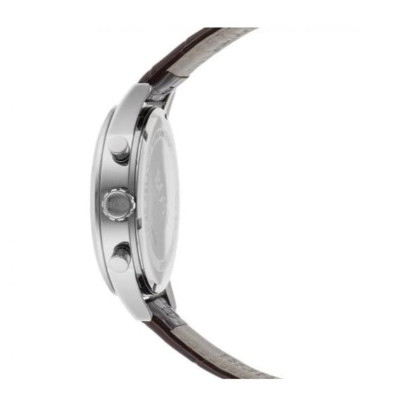 Hugo Boss Aeroliner Chronograph Quartz Grey Dial Brown Leather Strap Watch For Men - HB1512570 Buy Now By Hugo Boss