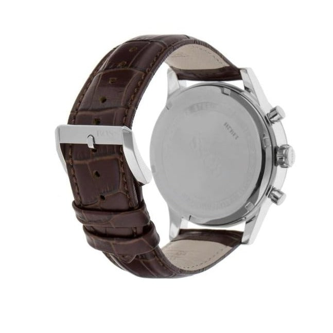 Hugo Boss Aeroliner Chronograph Quartz Grey Dial Brown Leather Strap Watch For Men - HB1512570 Buy Now By Hugo Boss