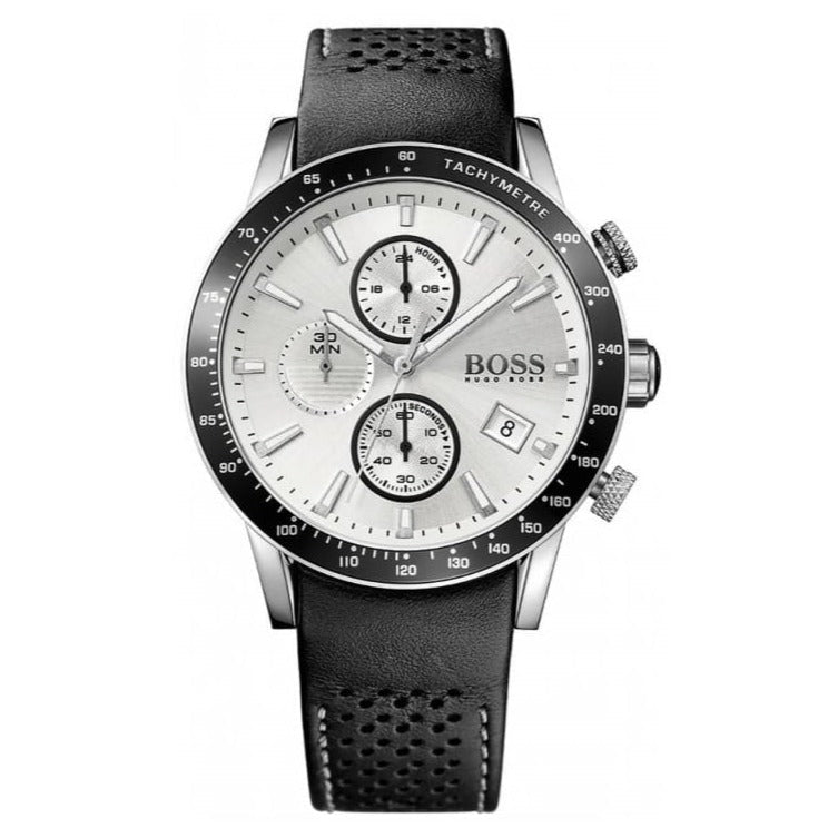 Hugo Boss Rafale Chronograh Quartz White Dial Black Leather Strap Watch For Men - HB1513403 Buy Now By Hugo Boss