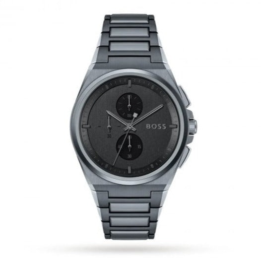 Hugo Boss Steer Chronograph Quartz Grey Dial Grey Steel Strap Watch For Men - 1513996 Buy Now By Hugo Boss