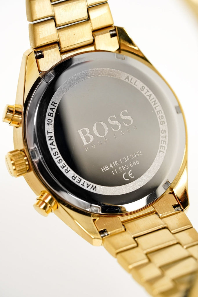 Hugo Boss Champion Black Dial Gold Steel Strap Watch for Men - 1513848 Buy Now By Hugo Boss