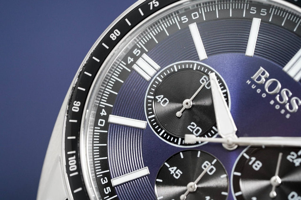 Hugo Boss Chronograph Driver Blue Dial Silver Steel Strap Watch for Men - 1513081 Buy Now By Hugo Boss