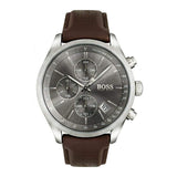 Hugo Boss Grand Prix Grey Dial Brown Leather Strap Watch for Men - 1513476 Buy Now By Hugo Boss