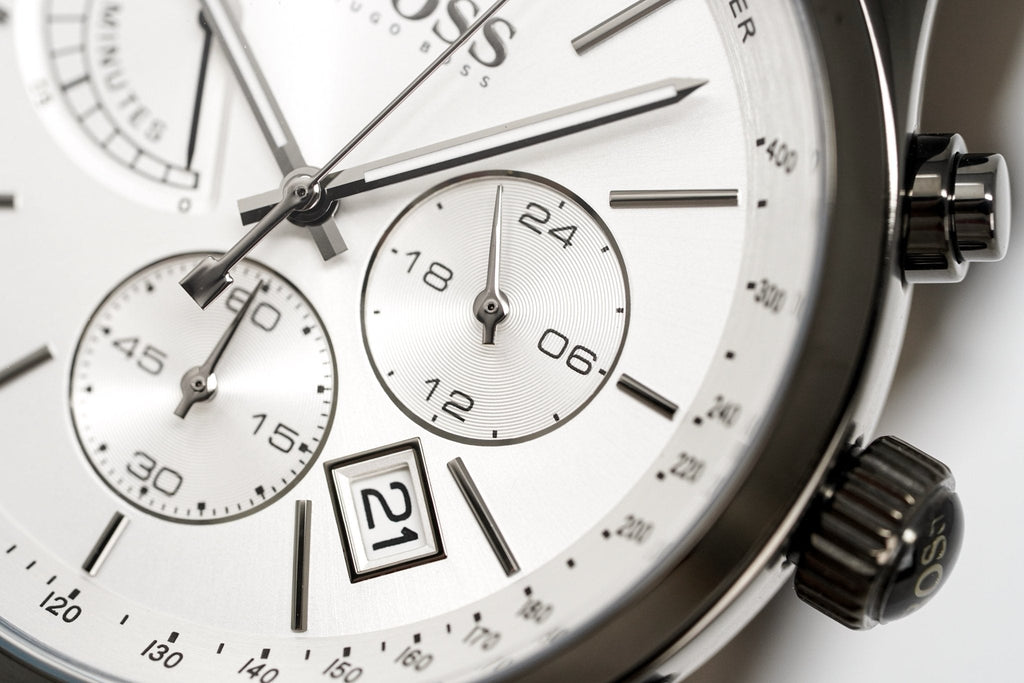 Hugo Boss Grand Prix White Dial Grey Leather Strap Watch for Men - 1513633 Buy Now By Hugo Boss