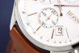 Hugo Boss Grand Prix White Dial Brown Leather Strap Watch for Men - 1513475 Buy Now By Hugo Boss