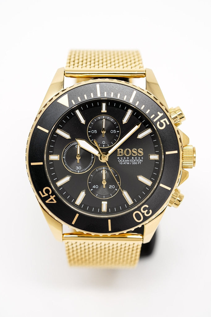 Hugo Boss Ocean Edition Black Dial Gold Mesh Bracelet Watch for Men - 1513703 Buy Now By Hugo Boss