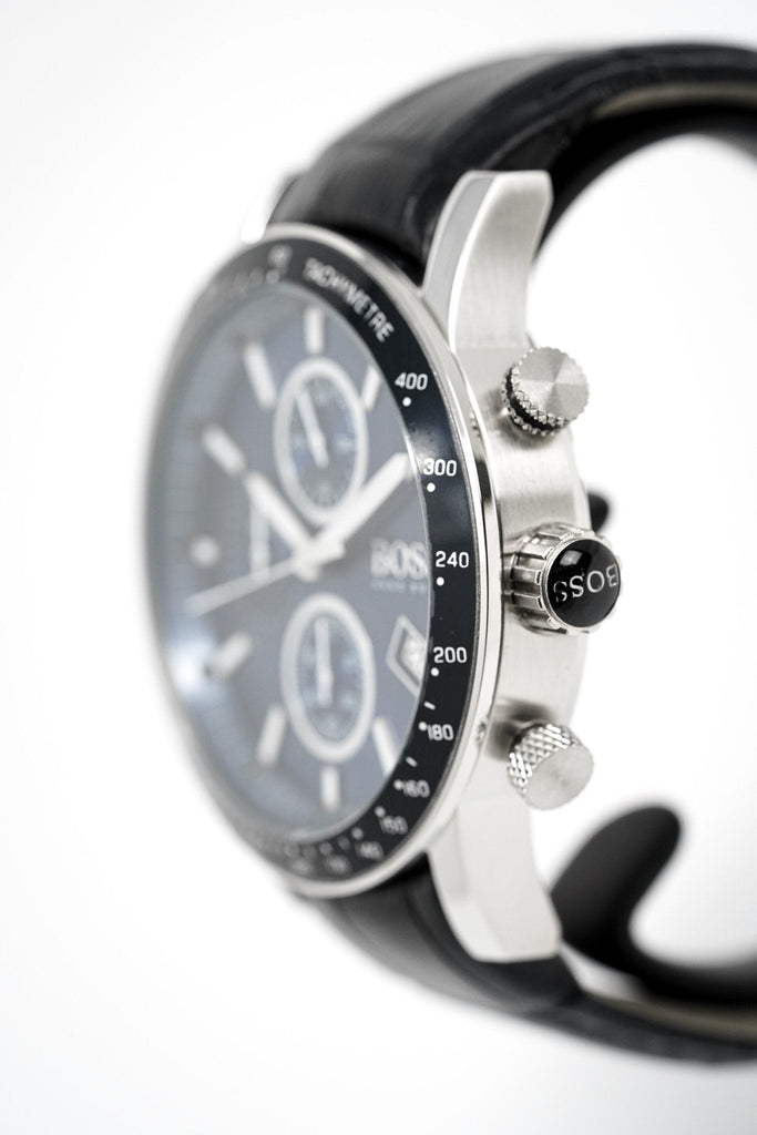 Hugo Boss Rafale Chronograph Blue Dial Black Leather Strap Watch For Men - 1513391 Buy Now By Hugo Boss