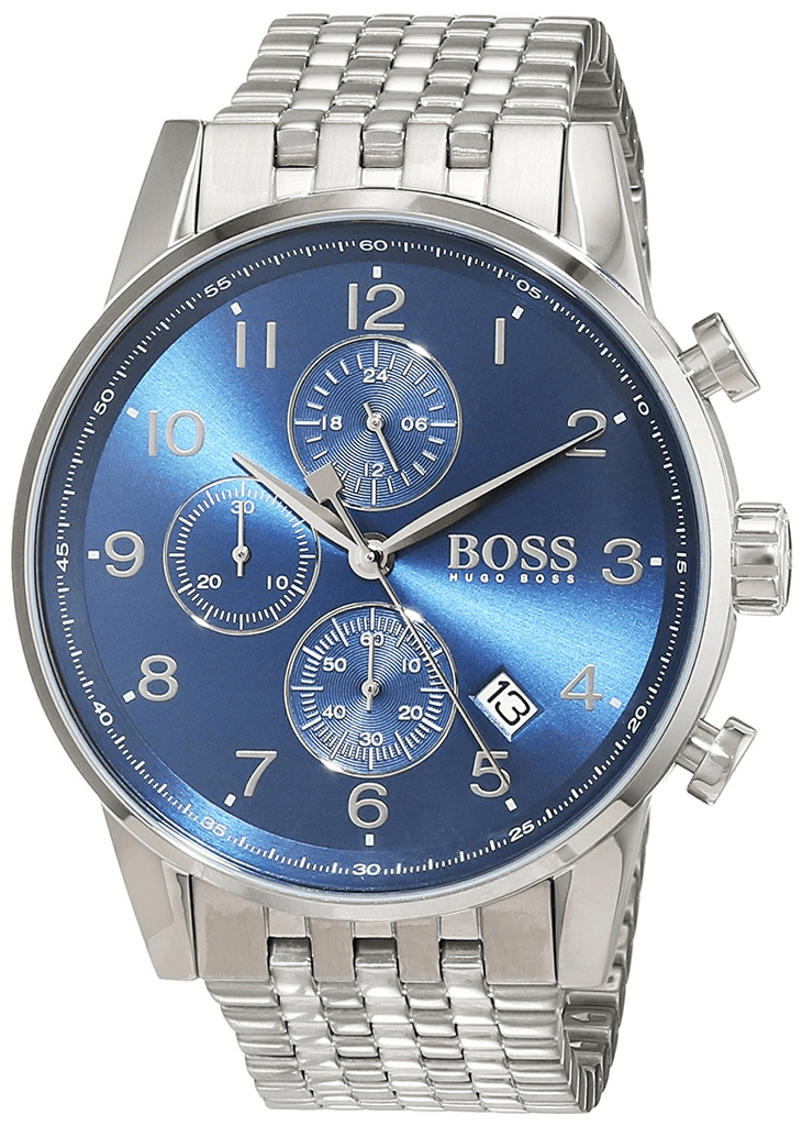 Hugo Boss Navigator Chronograph Blue Dial Silver Steel Strap Watch for Men - 1513498 Buy Now By Hugo Boss
