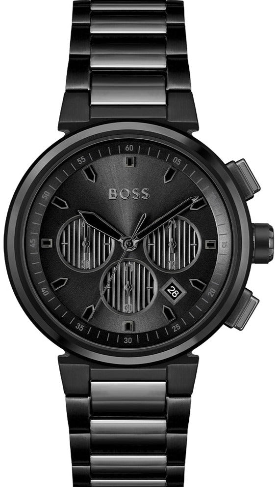 Hugo Boss One Chronograph Black Dial Black Steel Strap Watch For Men - 1514001 Buy Now By Hugo Boss
