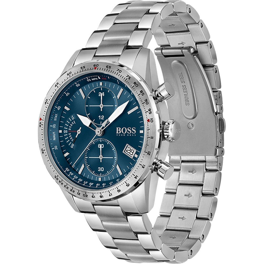 Hugo Boss Pilot Blue Dial Silver Steel Strap Watch for Men - 1513850 Buy Now By Hugo Boss