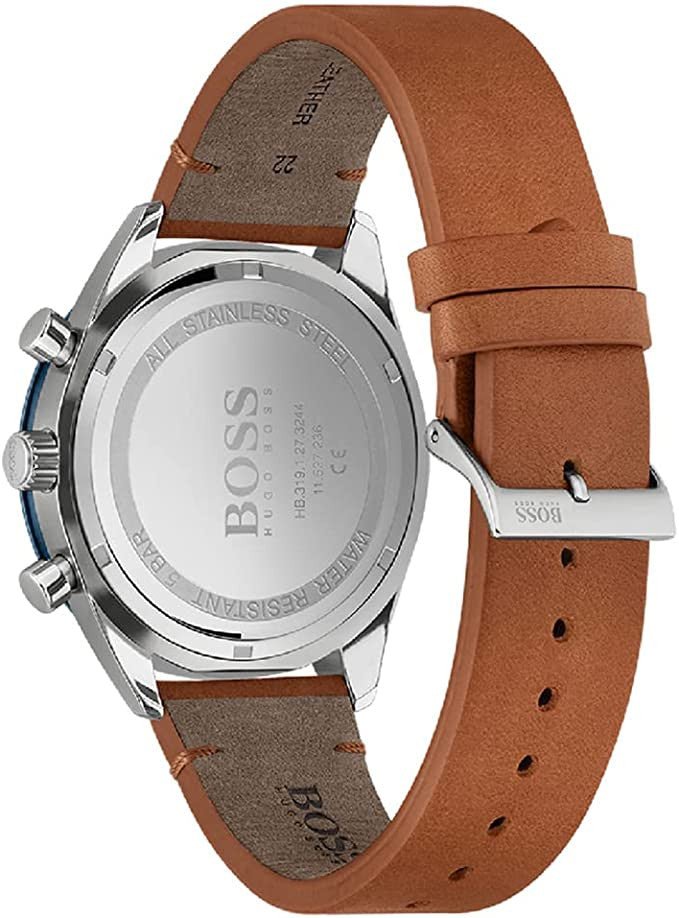 Hugo Boss Santiago Blue Dial Brown Leather Strap Watch for Men - 1513860 Buy Now By Hugo Boss