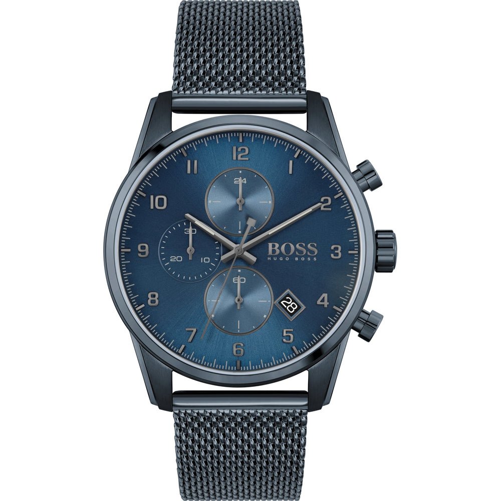 Hugo Boss Skymaster Chronograph Blue Dial Blue Mesh Bracelet Watch for Men - 1513836 Buy Now By Hugo Boss