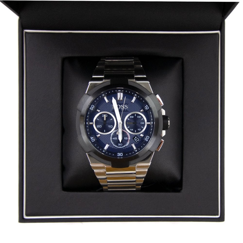 Hugo Boss Supernova Chronograph Blue Dial Silver Steel Strap Watch for Men - 1513360 Buy Now By Hugo Boss