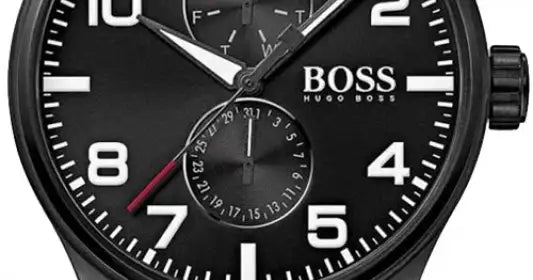 Hugo Boss Aeroliner Black Dial Black Leather Strap Watch For Men - 1513083 Buy Now By Hugo Boss