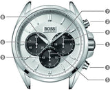 Hugo Boss Casual Chronograph Silver Dial Black Leather Strap Watch For Men - HB1512880 Buy Now By Hugo Boss