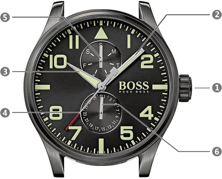 Hugo Boss Aeroliner Maxx Black Dial Brown Leather Strap Watch For Men - 1513079 Buy Now By Hugo Boss