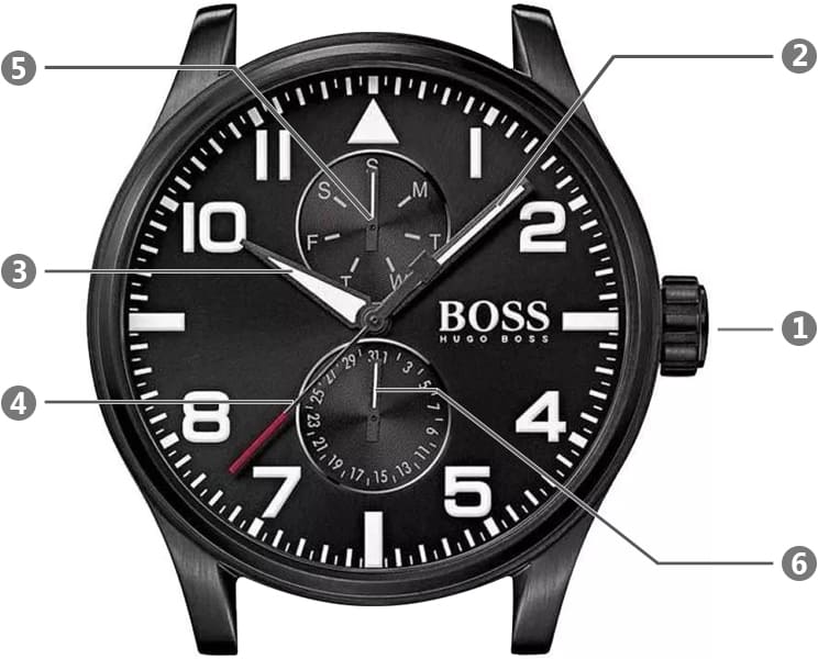 Hugo Boss Aeroliner Black Dial Black Leather Strap Watch For Men - 1513083 Buy Now By Hugo Boss