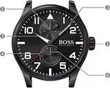 Hugo Boss Aeroliner Black Dial Black Leather Strap Watch For Men - 1513083 Buy Now By Hugo Boss