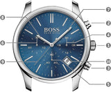 Hugo Boss Commander Blue Dial Silver Steel Strap Watch for Men - 1513434 Buy Now By Hugo Boss
