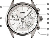 Hugo Boss Grand Prix White Dial Grey Leather Strap Watch for Men - 1513633 Buy Now By Hugo Boss