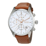 Hugo Boss Grand Prix White Dial Brown Leather Strap Watch for Men - 1513475 Buy Now By Hugo Boss