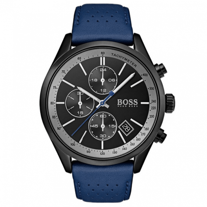 Hugo Boss Grand Prix Chronograph Black Dial Blue Leather Strap Watch for Men - 1513563 Buy Now By Hugo Boss