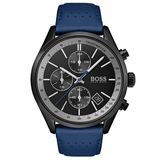 Hugo Boss Grand Prix Chronograph Black Dial Blue Leather Strap Watch for Men - 1513563 Buy Now By Hugo Boss