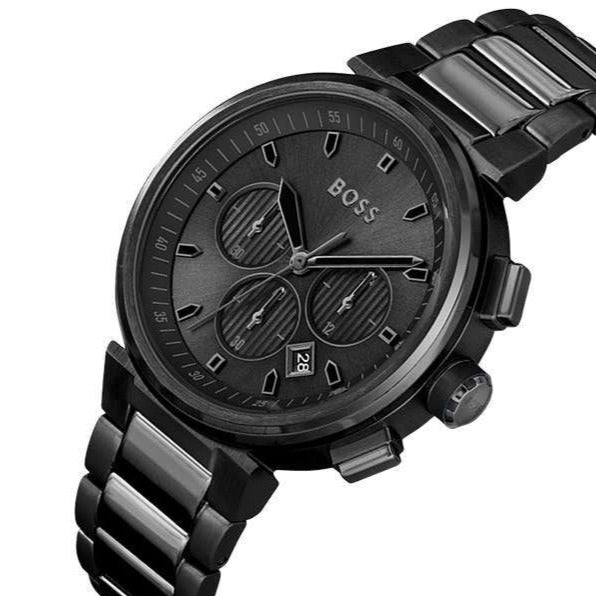 Hugo Boss One Chronograph Black Dial Black Steel Strap Watch For Men - 1514001 Buy Now By Hugo Boss