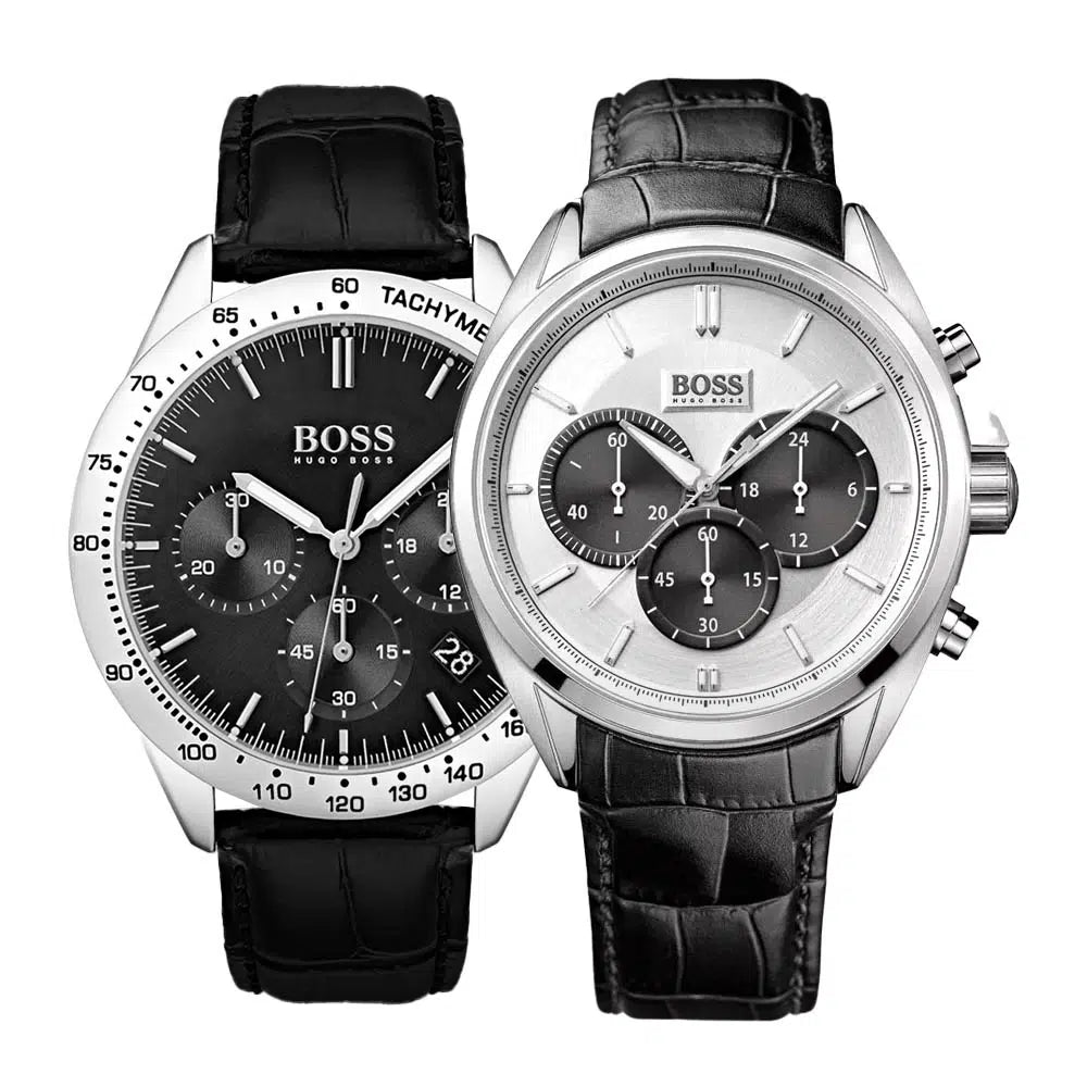 Hugo Boss Driver Chronograph Quartz Silver Dial Black Leather Strap Watch For Men - 1512880 Buy Now By Hugo Boss