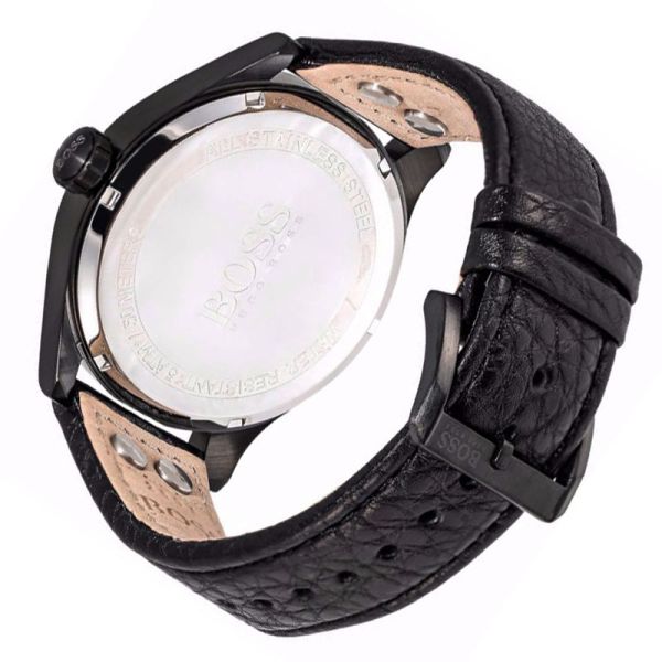 Hugo Boss Aeroliner Black Dial Black Leather Strap Watch For Men - 1513083 Buy Now By Hugo Boss