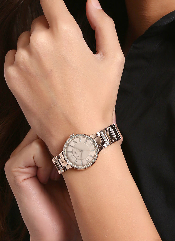 Fossil Virginia Pink Dial Pink Steel Strap Watch for Women - ES4482 Buy Now By Fossil