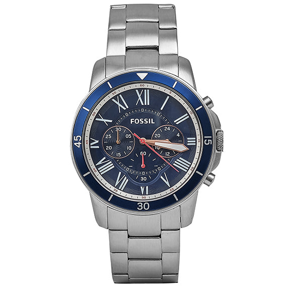 Fossil Grant Sport Chronograph Blue Dial Silver Steel Strap Watch for Men - FS5238 Buy Now By Fossil