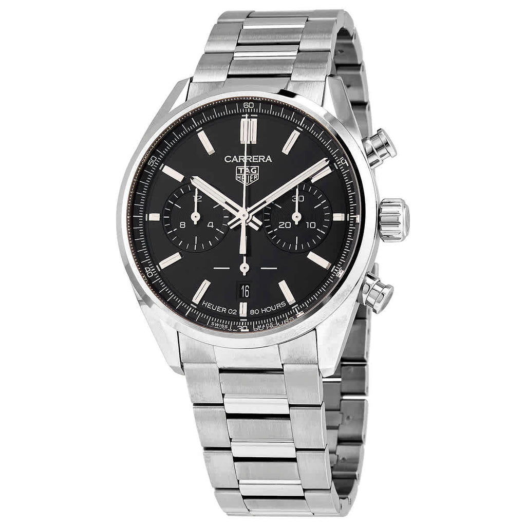 Tag Heuer Carrera Chronograph Black Dial Silver Steel Strap Watch for Men - CBN2010.BA0642 Buy Now By Tag Heuer