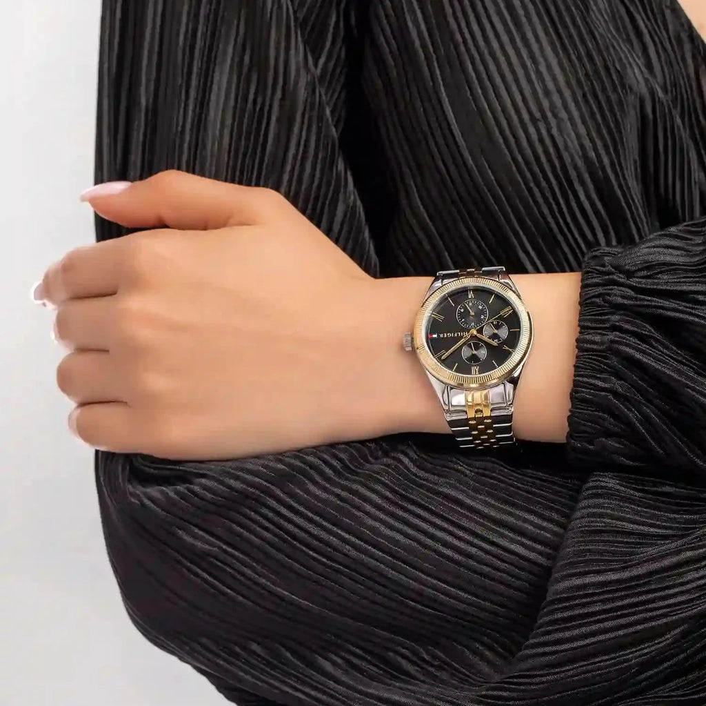 Tommy Hilfiger Monica Chronograph Black Dial Two Tone Steel Strap Watch For Women - 1782591 Buy Now By Tommy Hilfiger