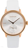 Calvin Klein Accent Silver Dial White Leather Strap Watch for Women - K2Y236K6 Buy Now By Calvin Klein