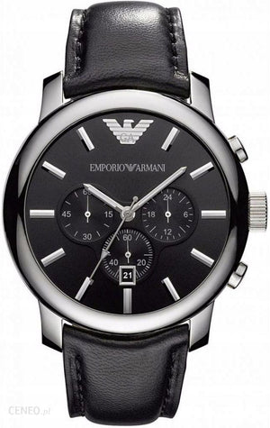 Emporio Armani Classic Chronograph Black Dial Black Leather Strap Watch For Men - AR0431 Buy Now By Emporio Armani