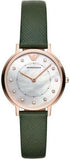 Emporio Armani Mother of Pearl Dial Green Leather Strap Watch For Women - AR11150 Buy Now By Emporio Armani
