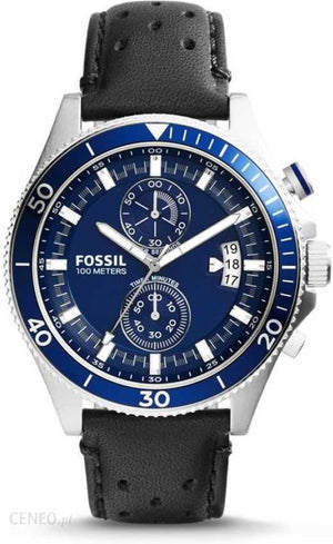 Fossil Wakefield Chronograph Blue Dial Black Leather Strap Watch for Women - CH2945 Buy Now By Fossil