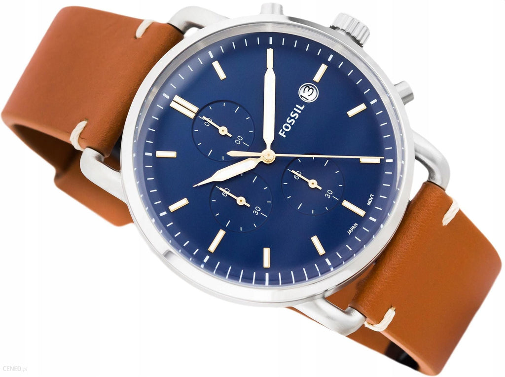 Fossil The Commuter Blue Dial Brown Leather Strap Watch for Men - FS5401 Buy Now By Fossil