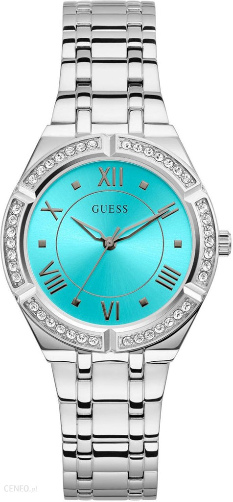 Guess Cosmo Diamonds Turquoise Dial Silver Steel Strap Watch for Women - GW0033L7 Buy Now By Guess