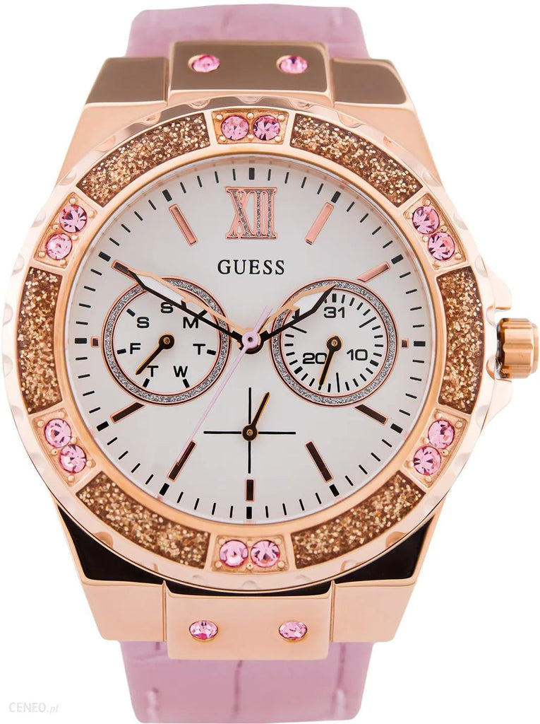 Guess Limelight Quartz Analog White Dial Pink Leather Strap Watch For Women - W0775l3 Buy Now By Guess