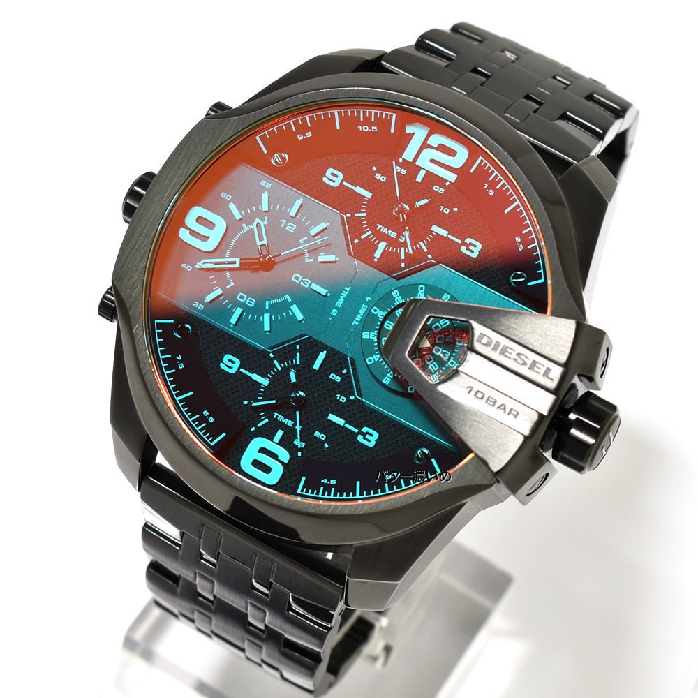 Diesel Uber Chief Chronograph Red Dial Black Steel Strap Watch For Men - DZ7373 Buy Now By Diesel