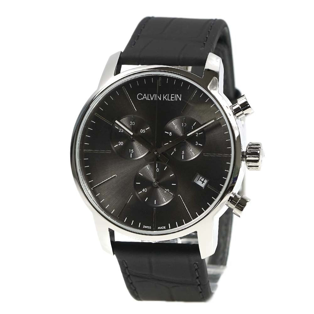 Calvin Klein City Chronograph Black Dial Black Leather Strap Watch for Men - K2G271C3 Buy Now By Calvin Klein
