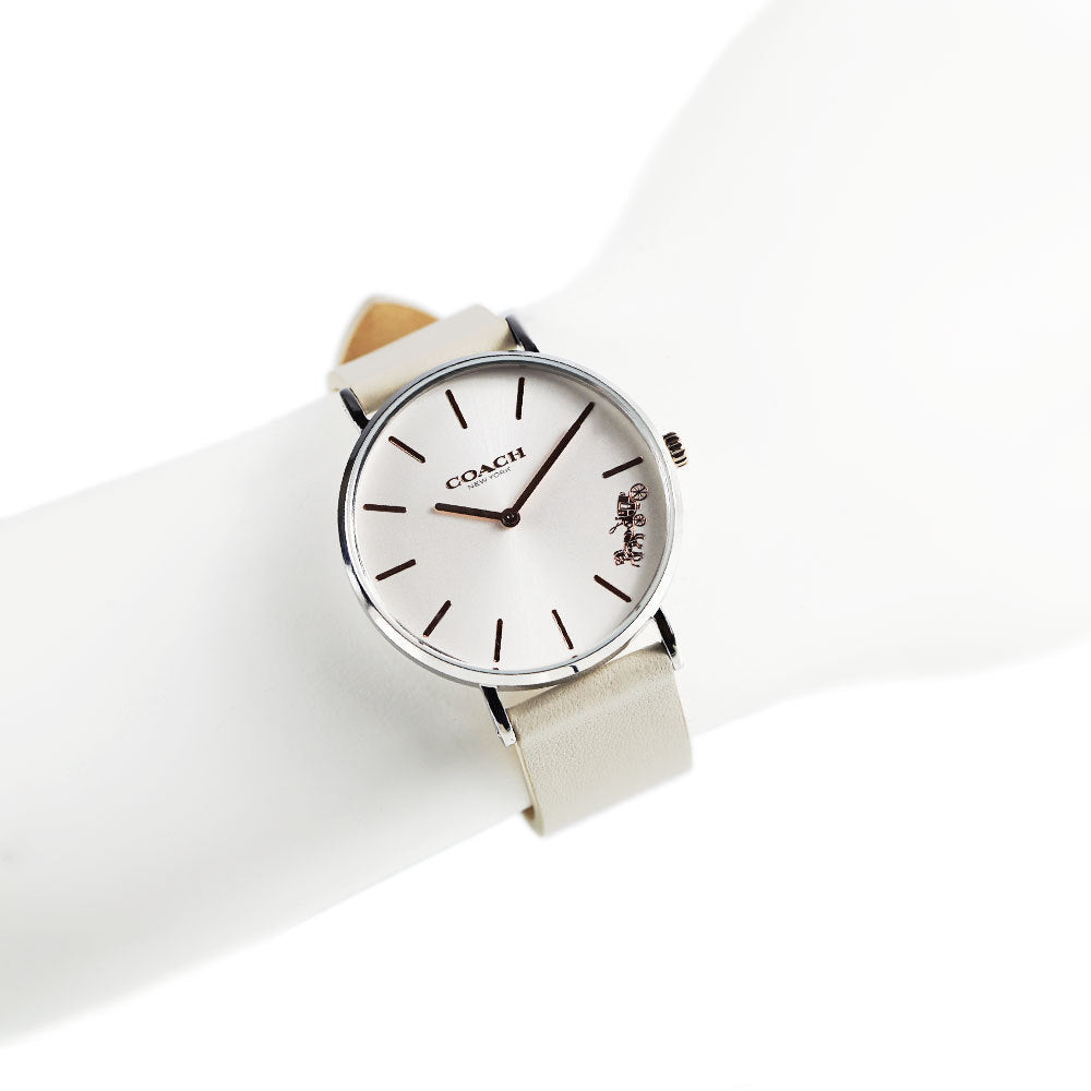 Coach Perry Silver DIal White Leather Strap Watch for Women - 14503116 Buy Now By Coach