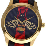 Gucci G Timeless Bee Red & Blue Dial Red Two Tone Nylon Strap Watch For Men - YA1264061 Buy Now By Gucci