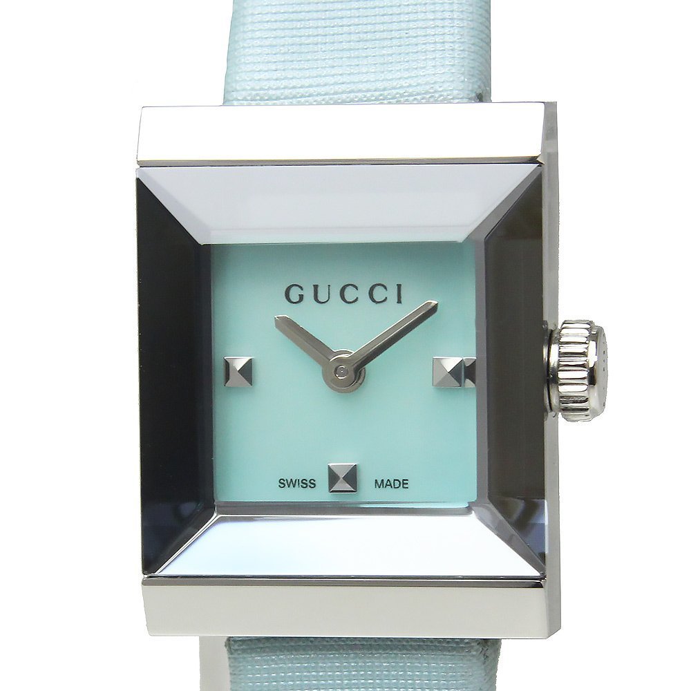 Gucci G-Frame Pastel Blue Mother of Pearl Dial Blue Leather Strap Watch For Women - YA128531 Buy Now By Gucci