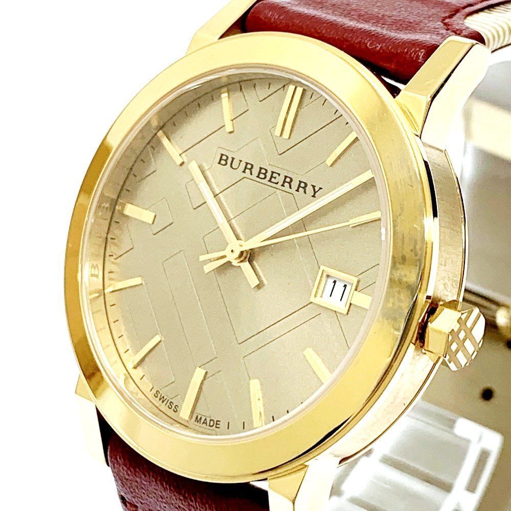 Burberry The City Gold Dial Orange Leather Strap Watch for Women - BU9017 Buy Now By Burberry