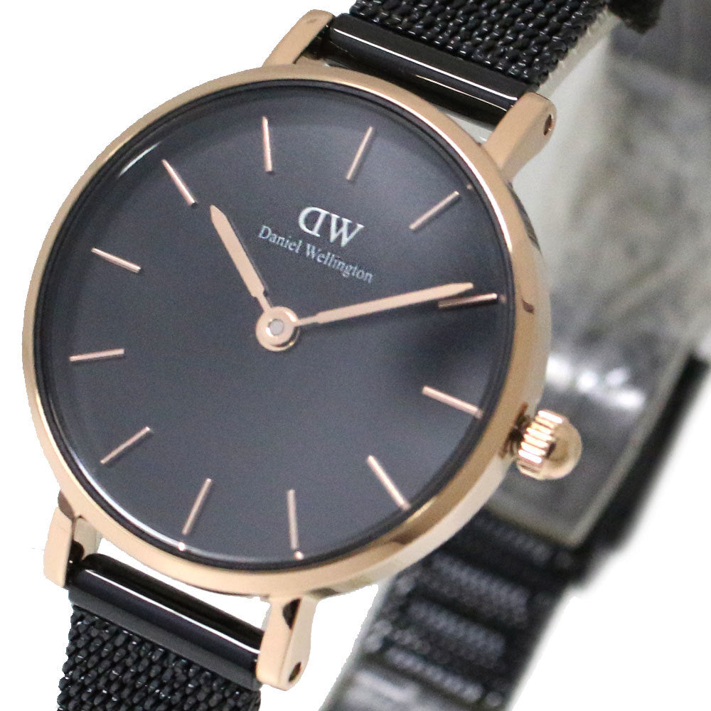 Daniel Wellington Classic Petite Pressed Ashfield Black Dial Black Mesh Bracelet Watch For Women - DW00100441 Buy Now By Daniel Wellington