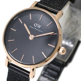 Daniel Wellington Classic Petite Pressed Ashfield Black Dial Black Mesh Bracelet Watch For Women - DW00100441 Buy Now By Daniel Wellington