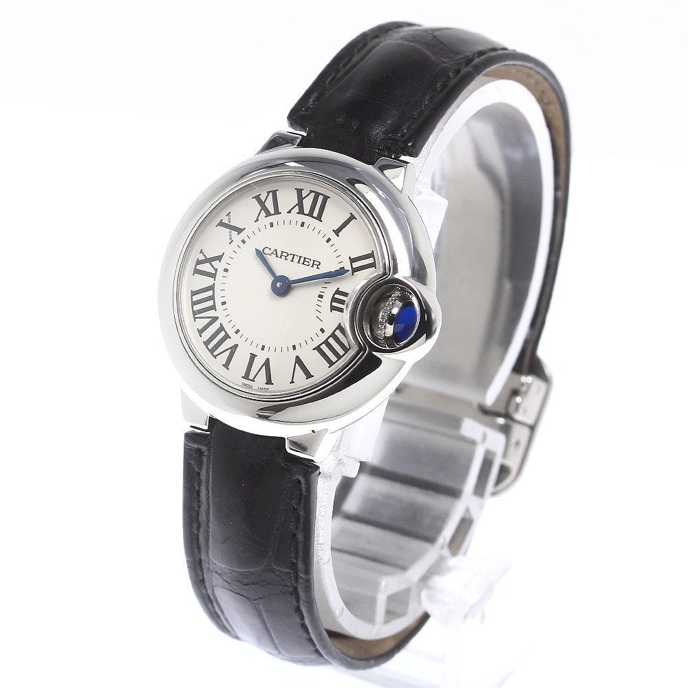 Cartier Ballon Bleu Silver Dial Black Leather Strap Watch for Women - W69018Z4 Buy Now By Cartier